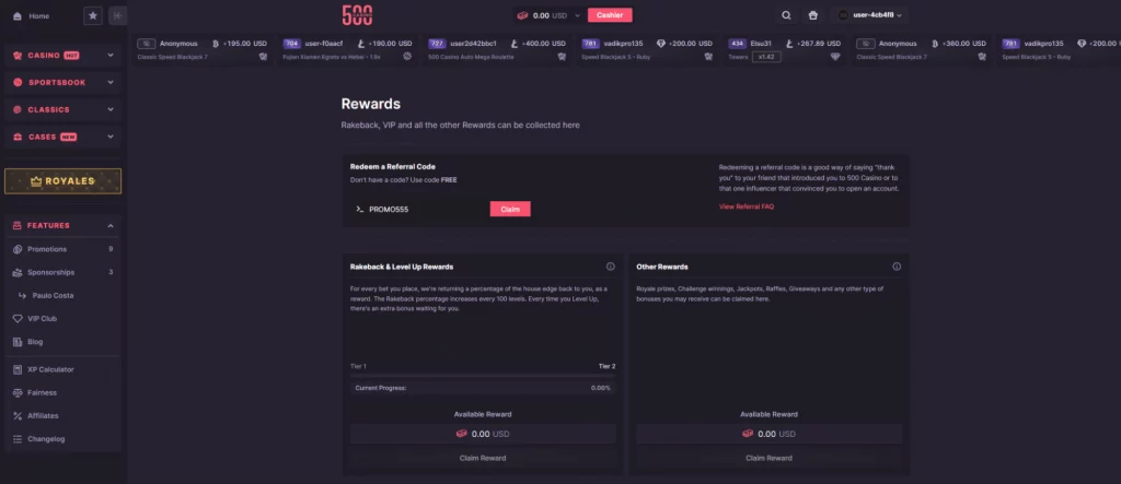 csgo500 rewards