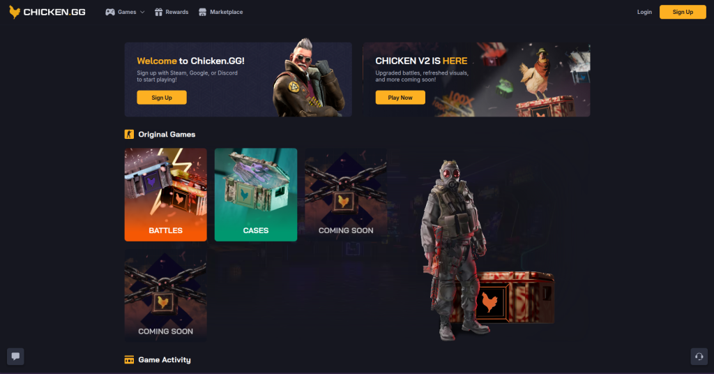 Chicken.GG homepage